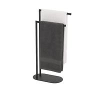 Toallero Relaxdays, HxBxT: 78,5 x 38,5 x 17 cm, Metal, 2 Barras móviles, toallero de pie, Color Negro