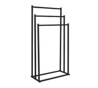 Relaxdays, HxBxT: 86 x 44 x 21 cm, Metal, 3 Barras, baño, toallero de pie, Negro, Hierro