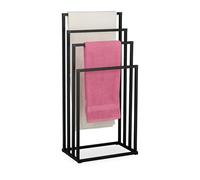 Toallero Relaxdays, HxBxT: 96,5 x 45 x 29 cm, Metal, 4 Varillas, toallero de pie, baño, Negro