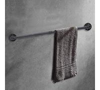 Toallero rústico de tubo negro, 80 cm, resistente, montaje en pared, barra de toalla de baño, barra de toallas, barra de ropa, soporte para sartenes para baño, cocina