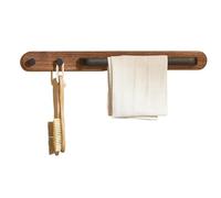 Toallero Toallero de baño de Madera con 2 Ganchos, de Aluminio, for Montaje en Pared, for Lavabo, baño, toallero, Estante de Almacenamiento for Colgar(Black)