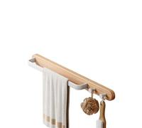 Toallero Toallero de baño de Madera con 2 Ganchos, de Aluminio, for Montaje en Pared, for Lavabo, baño, toallero, Estante de Almacenamiento for Colgar(Brushed)