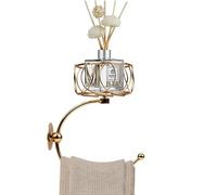 Toalleros de Baño con Portavelas Vintage, 2 en 1 Toallero de Anilla Sin Taladro, Anillo para Toalla Elegante de Dorado, Adhesiva o con Tornillos, Colgador de Toallas, Accesorios para Cocina y Baños