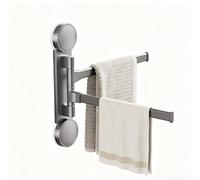 Toalleros de Baño Sin Taladro con Ventosa, Giratorio 180°Toallero Adhesivo Baño Varillas Dobles, Toallero Pared en Aluminio Espacial, Colgador Toallas de Gris Pistola