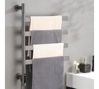 Toalleros Eléctrico de Baño Giratorio 180° 70 x 50 cm, Calentador de Toallas Giratorio de Acero Inoxidable, Radiador de Toallas Eléctrico, 4 Barras con Temporizador Incorporado, Bajo Consumo-Grey