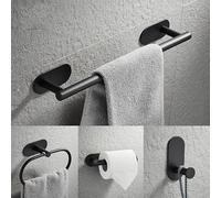 Toalleros, Toallero para Baño, Juego de Herrajes para Baño, Gancho para Bata, Toallero, Estante, Soporte para Papel de Seda, Soporte para Cepillos de Dientes/Cuatro/Traje de Pieza