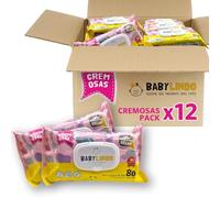 Toallitas Bebé BabyLindo | Fórmula especial con Crema Hidratante y Aceite de almendras | Hipoalergénicas | Pack 12 x 80 (960 Toallitas Cremosas)