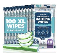 Toallitas corporales gruesas sin enjuague XL - 100 toallitas (10 paquetes) - Toallitas corporales extra grandes para adultos - 7 x 11 pulgadas cada toallita - Paños desechables para baño, ancianos,