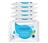 Toallitas de baño para limpieza personale en la cama sin fragancia DYMACARE - Manopla para adultos sin enjuague y para microondas - con Aloe Vera, látex, lanolina y sin alcohol (set de 6 paquetes)