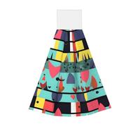 Toallitas de mano de terciopelo coral con patrones geométricos, toallas colgantes para cocina, baño, camping, al aire libre e higiene personal