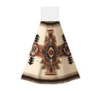 Toallitas de mano de terciopelo coral con pintura nativa americana, toallas colgantes para cocina, baño, camping, al aire libre e higiene personal