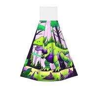 Toallitas de mano de terciopelo coral de dinosaurio verde, toallas colgantes para cocina, baño, camping, al aire libre e higiene personal