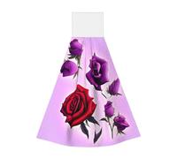 Toallitas de mano de terciopelo coral de rosas rojas y moradas, toallas colgantes para cocina, baño, camping, al aire libre y más, paños absorbentes