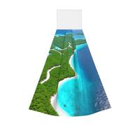 Toallitas de mano de terciopelo coral de una isla en el océano, toallas colgantes para cocina, baño, camping, al aire libre e higiene personal