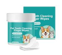 Toallitas dentales para perros, 50 almohadillas de limpieza , kit de cepillado de dientes de mascotas, paños refrescantes para el cuidado, herramienta de higiene de extracción, rutina de gatito