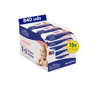 Toallitas Dodot Sensitive - 840 unidades (caja de 15 paquetes)