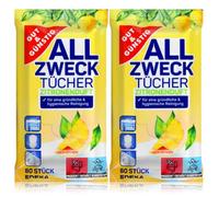 Toallitas húmedas antibacteriano en dispensador del paquete 80 unidades - 2ER Pack (contenido 2 x 80 unidades) - con fresco Aroma Limón