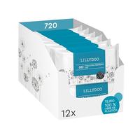 Toallitas húmedas WC LILLYDOO, 720 toallitas (12 x 60), toallitas libres de plástico y desechables, sin perfumes