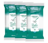 Toallitas limpiadoras íntimas antisépticas naturales Saugella 15 unidades - Paquete de 3