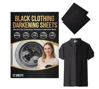 Toallitas Tinte Negro - 12 Piezas | Restaurador De Color Para Ropa Revive El Negro Intenso Camisetas Jeans Fundas Nórdicas Cuidado De Fibras Anti-Decoloración Pack