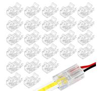 Toaluea 20 Piezas 2pin 8mm Conector de Tira LED, COB Conectores Tiras LED Sin Soldadura Impermeables, Empalme Extensión de Luces para Tiras 8mm Ancho SMD 5050 3528 Monocolor 12V 24V