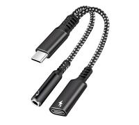 Toaluea Adaptador USB C a Jack 3.5mm y Tipo C PD 60W, 2 en 1 Adaptador Auriculares Audio Carga Rápida para iPhone 17 16 15 Pro MAX Samsung Galaxy S25 S24 S23 Ultra Google Huawei Macbook