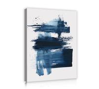 TOANGWALL Abstracto Azul Marino Lienzo Arte Pared Pinceladas Impresión Moderno Minimalista Salpicadura Tinta Acuarela Bloques Enmarcado Mural Póster para Salón Dormitorio Oficina Decoración 80x95cm