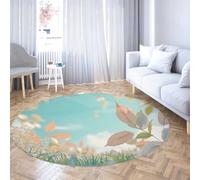 TOANGWALL Alfombra Redonda de diseño estético - Hermosas Hojas Lavables Suave Pelo Bajo Antideslizante Alfombra de círculo Interior para gabinete Hogar Pasillo Sala de Juegos 140cm