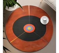 TOANGWALL Alfombra Redonda de geometría Abstracta The Swan Series 160cm No. 1 Print Antideslizante Pelo bajo Plegable No Shedding Throw Circle Carpet para Patio de Cubierta