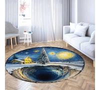 TOANGWALL Alfombra Redonda Estilo Starry Night 70cm Gran Alfombra Circular Antideslizante Lavable a máquina 3D Vortex ilusión óptica salón Dormitorio Plegable de Pelo bajo Fino Resistente a Manchas