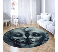 TOANGWALL Alfombras Redondas de la Serie Oscura 120cm Alfombra Circular de Pelo bajo Lavable para Interiores con patrón de Vampiro Abstracto de Terror Antideslizante para Entrada de Oficina en casa