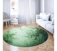 TOANGWALL Alfombras Redondas Nature 120cm Alfombra Verde con patrón Bosque de bambú Alfombra Antideslizante Plegable Fina y Circular para salón Dormitorio Oficina