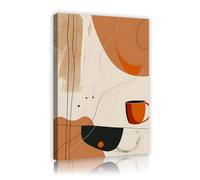 TOANGWALL Arte mural abstracto de taza de café con lienzo pósteres murales modernos de mediados de siglo pinturas imágenes interiores impresiones de obras para decoración del salón 80x120cm