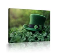 TOANGWALL Arte mural con tela de tope verde Pano de barrio con temática de San Patricio Pintura botánica para salón cocina Decoración del hogar 90x110cm