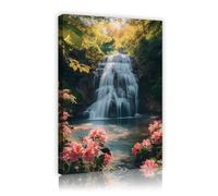 TOANGWALL Arte mural de lienzo de cascada Imágenes de paisajes naturales Grabados Escenas del bosque Póster de pintura para el salón Dormitorio Decoración del hogar 70x100cm