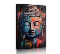 TOANGWALL Arte mural moderno de lienzo de Buda estampado abstracto zen colorido gran decoración religiosa enmarcada para salón sala de yoga y meditación 50x75cm