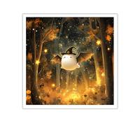 TOANGWALL Arte pared en lienzo Halloween del bosque fantasma Bruja espeluznante Impresiones arte Mural Pintura póster vintage para decor del hogar sala conferencias 95x95cm Sin marco