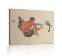 TOANGWALL Artístico Playa Boceto Lienzo Arte Pared Comedor Charles Demuth El Artista en la Playa Pintura Imagen Enmarcada para Sala Estar Decoración 85x100cm