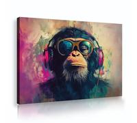 TOANGWALL Audífonos vibrantes Mono Lienzo Wall Art Estilo Street Mural moderno Grafiti único Impresiones Pósters Pintura para decoración de dormitorio 75x115cm