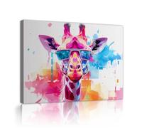 TOANGWALL Colorido lienzo geométrico de jirafa arte mural moderno de animales pósters de moda pinturas obras de arte para decoración del salón 90x110cm