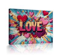 TOANGWALL Corazones Amor Lienzo Arte Pared Cuarto Infantil Retro Estallido Enmarcado Póster Impresiones Tendencioso Cómic Estilo Pop Art Dulce Pintura para Loft Decoración 80x95cm