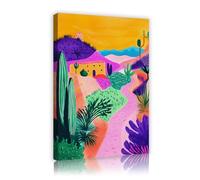 TOANGWALL Cuadro de lienzo de estilo marroquí Póster de pueblo mediterráneo Paisaje del desierto de Agave Arte mural vibrante para la decoración del despacho en el pasillo 70x100cm