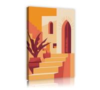 TOANGWALL Escalera mediterránea Arte mural abstracto en lienzo Pintura minimalista moderna Grabados Pósteres enmarcados Pintura para decoración del salón 40x60cm