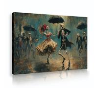 TOANGWALL Esqueletos románticos bailando Dibujo mural de lienzo Póster enmarcado del Día de San Valentín Estampado mural Shabby Chic para el salón Dormitorio Decoración del hogar 40x60cm