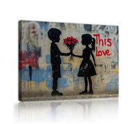 TOANGWALL Grafitis modernos en calles grabados en lienzo corazones de amor pintura de chica chica para apartamento en dormitorio arte urbano enmarcado póster decoración del hogar 40x60cm