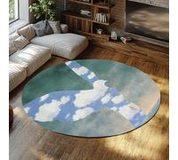 TOANGWALL Gran Familia Cielo pájaro 180cm Alfombra Redonda para salón René Magritte Surrealista Lavable a máquina con Alfombrilla Antideslizante y tapete Suave para apartamento