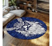 TOANGWALL Guerrero mitología nórdica Vikingo 140cm Alfombra Redonda para salón Cool Lavable a máquina con Alfombrilla Antideslizante y tapete Fino para mesita