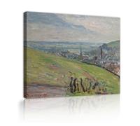 TOANGWALL Idílico Valle Pradera Lienzo Arte Pared Estudio Camille Pissarro Alrededores de Ruan Pintura Famosa Imagen Enmarcada para Hotel Decoración 40x50cm