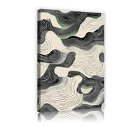 TOANGWALL Impresiones modernas de lienzo paisajístico arte abstracto ondulado en la pared mural estético verde bosque y negro póster gráfico gráfico para decoración de salón de hotel 70x100cm