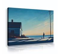 TOANGWALL Lienzo casa costera atardecer hombre paseando perro bellas artes impresiones modernismo pintura póster lavandería sala juegos estudio 80x120cm